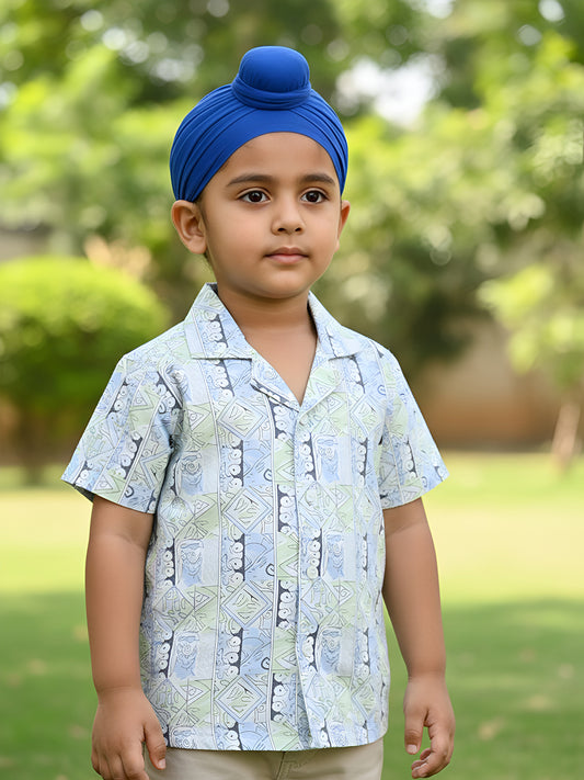 Polka Tots Half Sleeves Abstract print Shirt - Blue