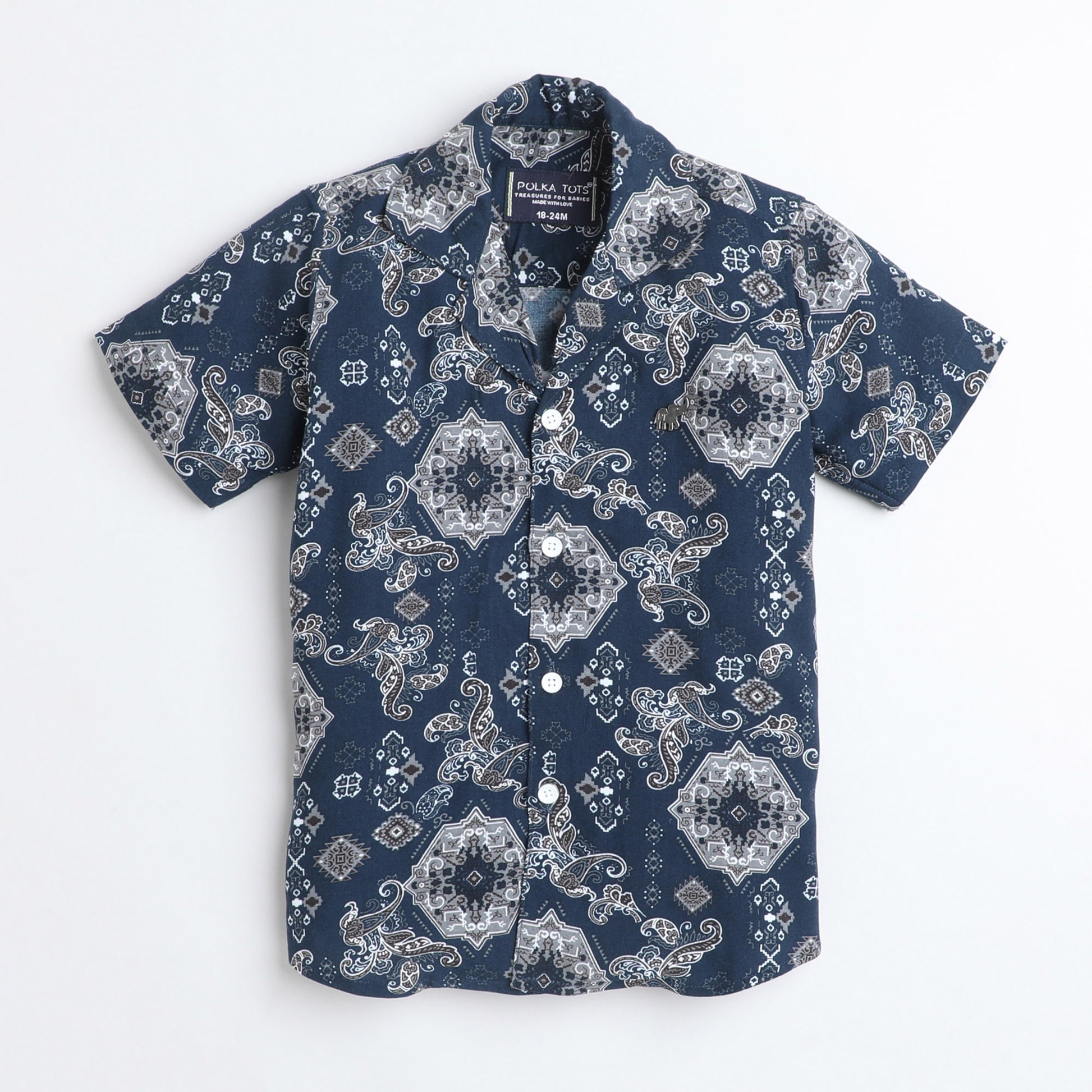 Cotton Half Sleeves Blue Floral Printed Shirt