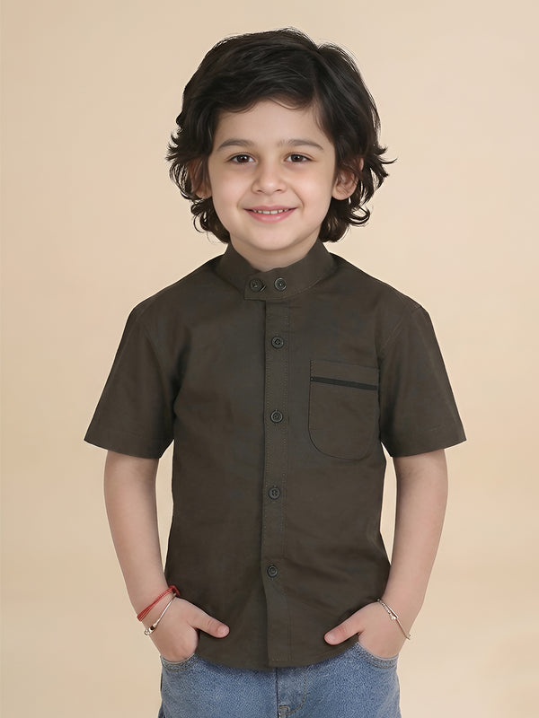 Polka Tots Half sleeves Solid Shirt - Green