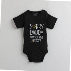 Polka Tots Half Sleeve Sorry Dad Print Romper Onesie - Black