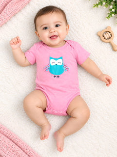 Polka Tots Owl applique Half Sleeve Onesie - Pink