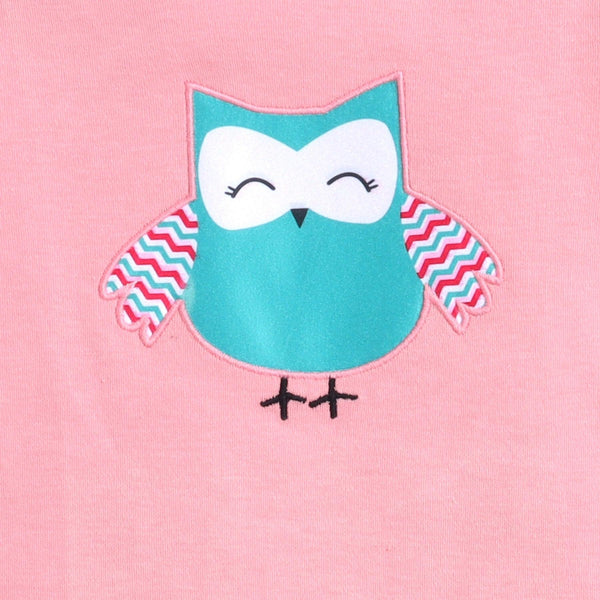 Polka Tots Owl applique Half Sleeve Onesie - Pink