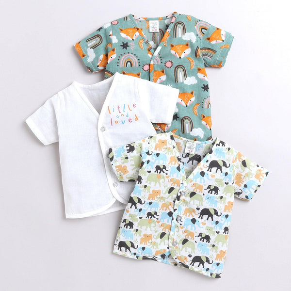 Polka Tots Soft Cotton Pack of 3 Half Sleeves Baby Jhablas