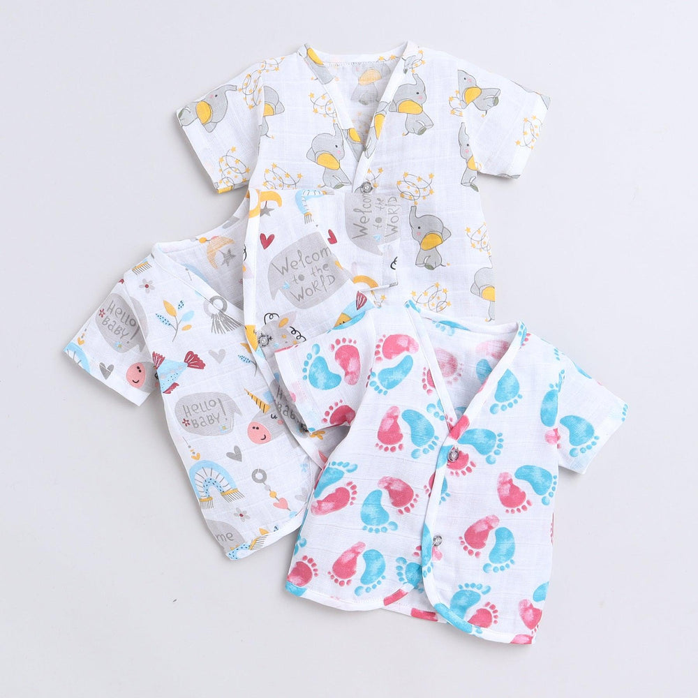 Polka Tots Soft Cotton Pack of 3 Half Sleeves Baby Jhablas