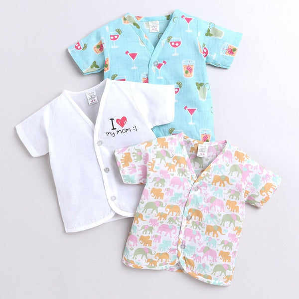Polka Tots Soft Cotton Pack of 3 Half Sleeve Baby Jhablas