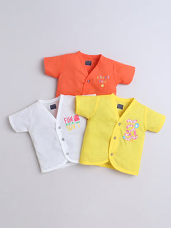 Polka Tots Soft Muslin Cotton Pack of 3 Half Sleeves Baby Jhablas