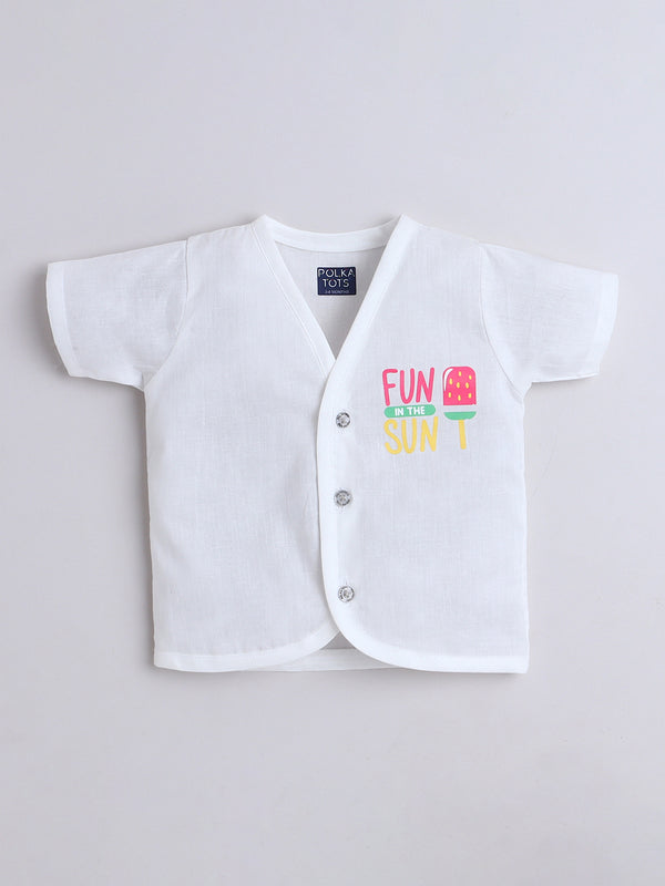Polka Tots Soft Muslin Cotton Pack of 3 Half Sleeves Baby Jhablas