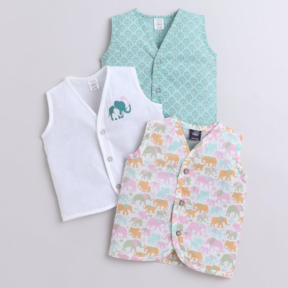 Polka Tots Soft Cotton Pack of 3 Half Sleeve Baby Jhablas
