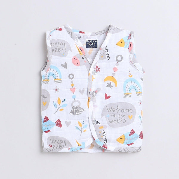 Polka Tots Soft Cotton Pack of 3 Sleeveless Baby Jhablas