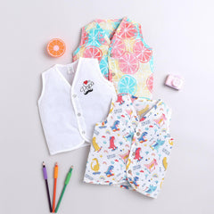 Polka Tots Soft Cotton Pack of 3 Sleeveless Baby Jhablas