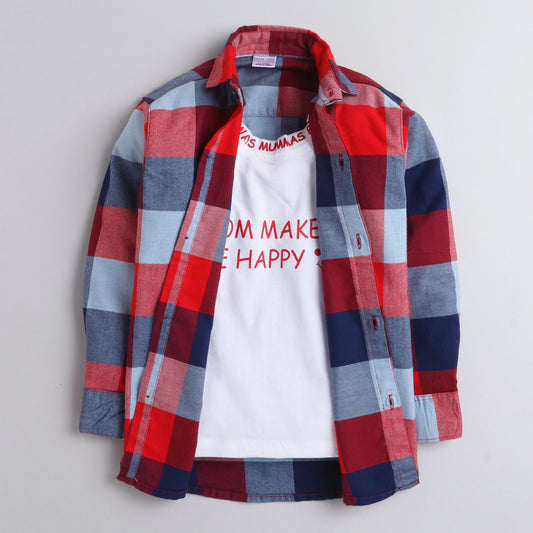 Polka Tots Moms Makes Me Happy print Tshirt shirt - Red