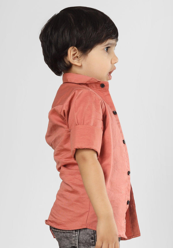Polka Tots Full Sleeves Helicopter print Tshirt Shirt - Peach