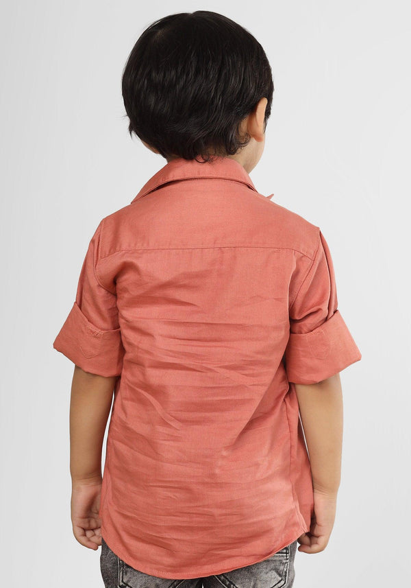 Polka Tots Full Sleeves Helicopter print Tshirt Shirt - Peach