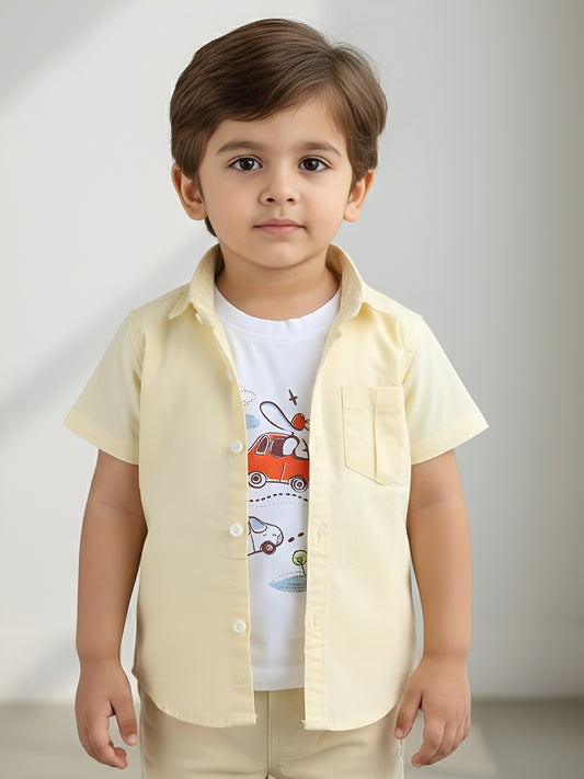 Polka Tots Half Sleeve Travel print T-shirt shirt - Yellow