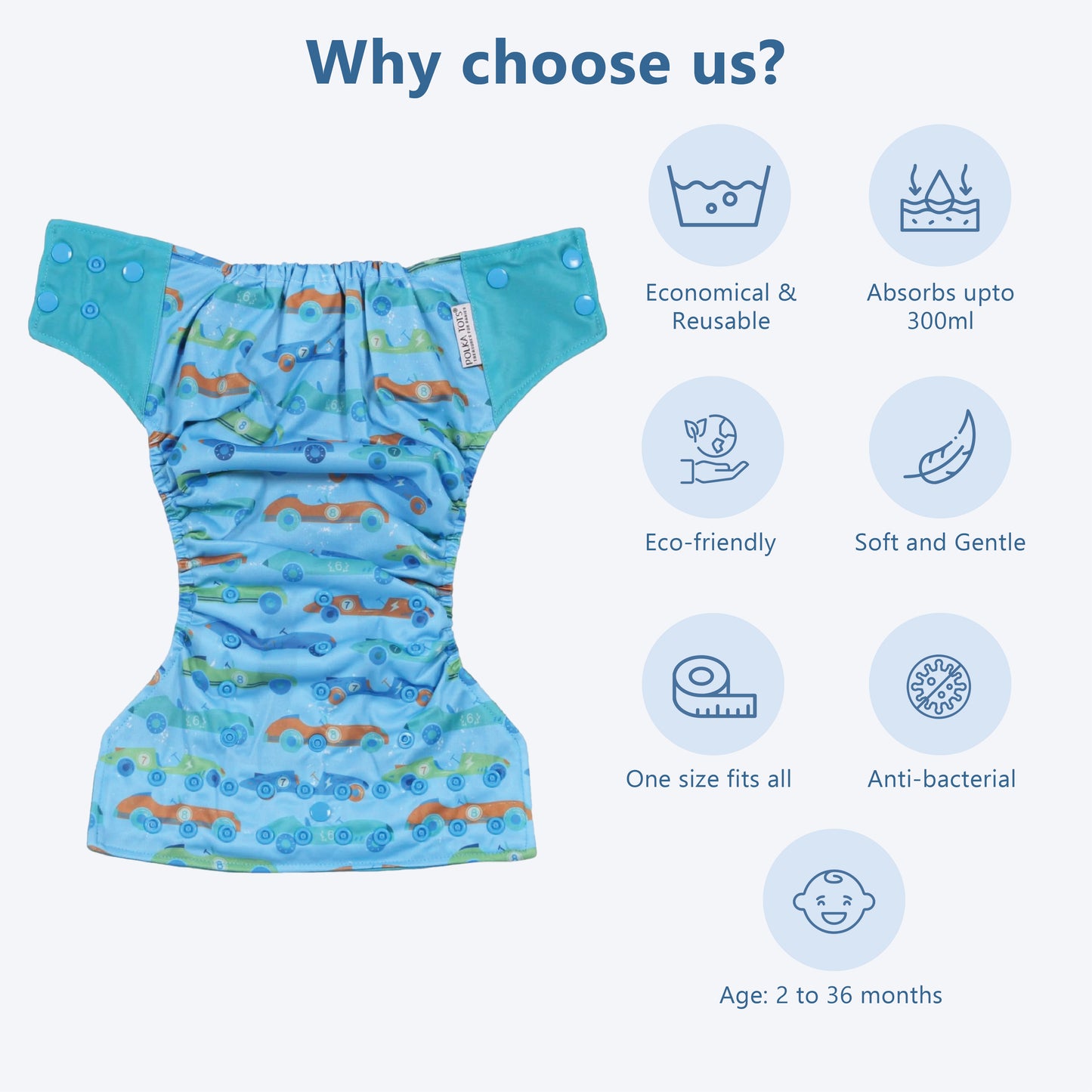 Bamboo Charcoal Reusable Cloth Diaper (Car)