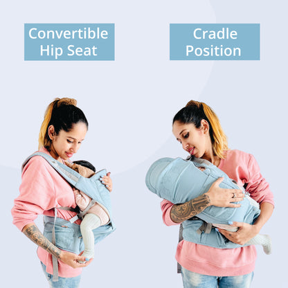 Polka Tots Baby Carrier / 6 in 1 Convertible Hip Seat 3-36 Months (Shell Blue)
