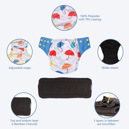 Bamboo Charcoal Reusable Cloth Diaper (Umbrella)