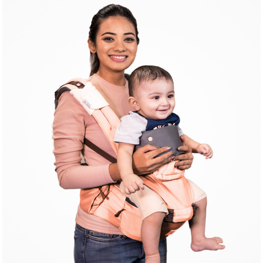 Polka Tots 6 In 1 Hip Seat Baby Carrier -  Peach