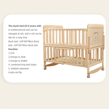 POLKA TOTS Elegant Wooden Rocking Cradle Baby Crib Cot / Kids Toddler Multifunctional Adjustable Bedding set with Mosquito net