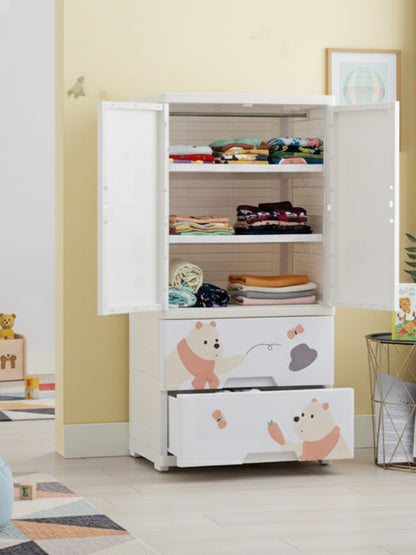 Polka Tots Three Level Storage Almirah Plastic Fiber Kids Storage Closet Wardrobe