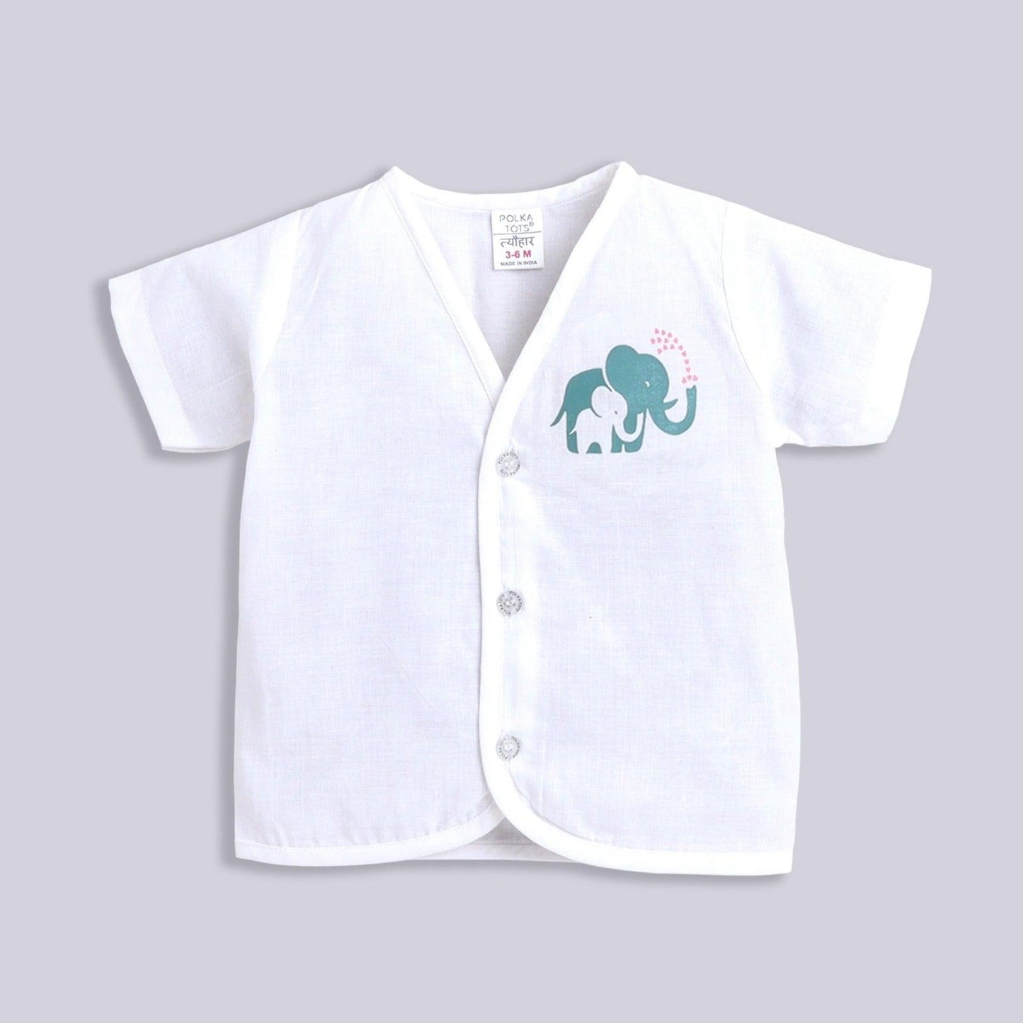 Polka Tots Half Sleeves Vest/Jhabla - White