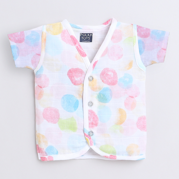 Polka Tots Soft Cotton Pack of 3 Half Sleeves Baby Jhablas