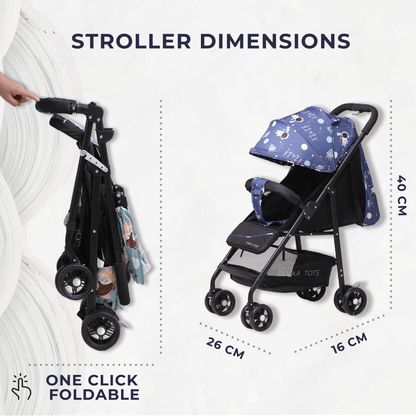 Polka Tots Click Clack Travel System Space Stroller + Car Seat -  Blue