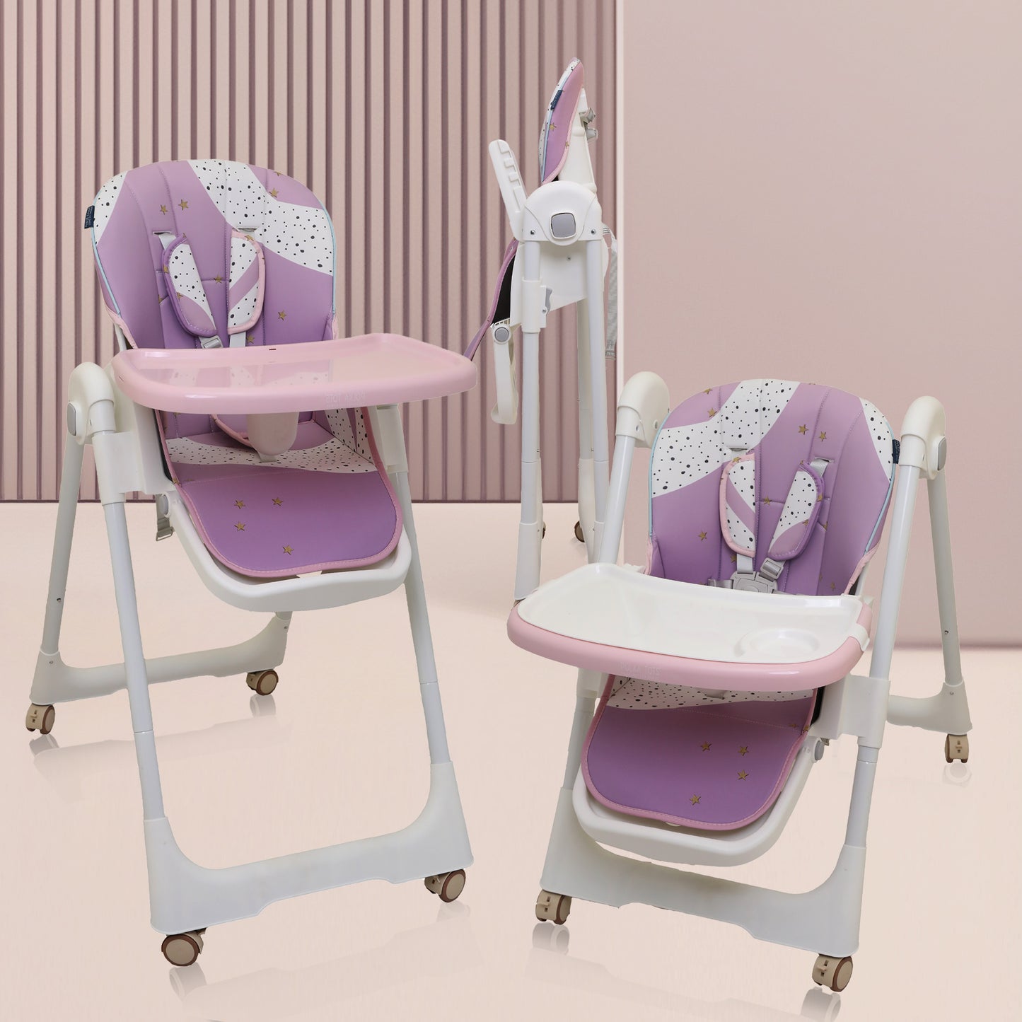 Polka Tots Twist n’ Taste 3 in 1 Convertible Star Design High Chair - (Purple)