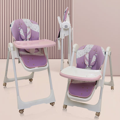 Polka Tots Twist n’ Taste 3 in 1 Convertible Star Design High Chair - (Purple)
