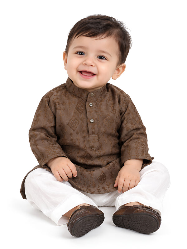 Jashn-e-Bachpan Collection: Full Sleeves Pathani Set - Brown