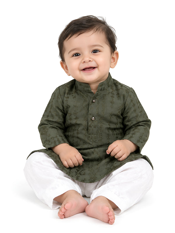 Jashn-e-Bachpan Collection: Full Sleeves Pathani Set - Green
