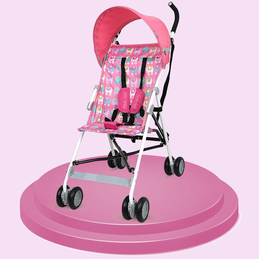 POLKA TOTS Compact Stroller for Newborn Foldable Pram for Babies EasyDrift Buggy Stroller (Elephant Pink Color)