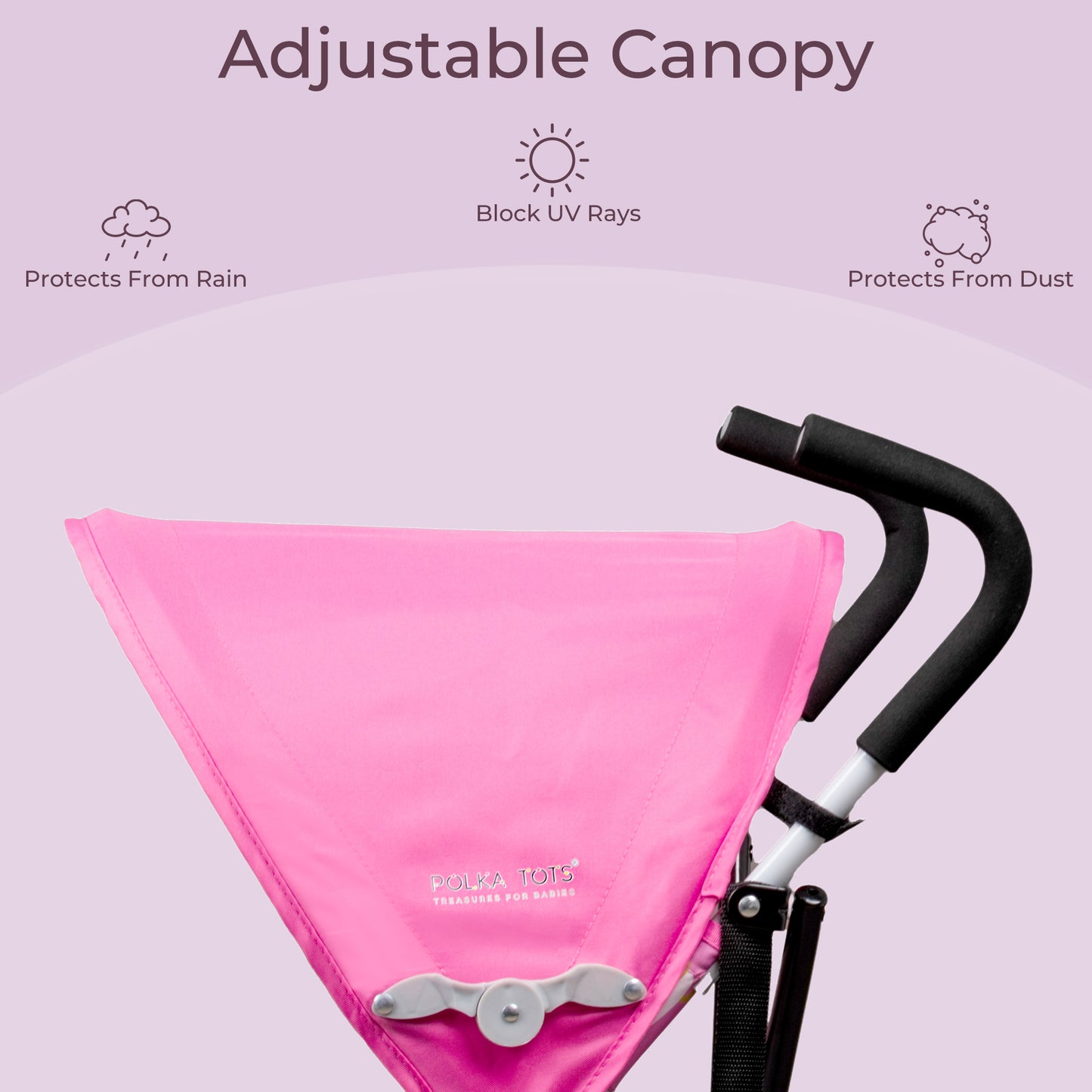 POLKA TOTS Compact Stroller for Newborn Foldable Pram for Babies EasyDrift Buggy Stroller (Elephant Pink Color)