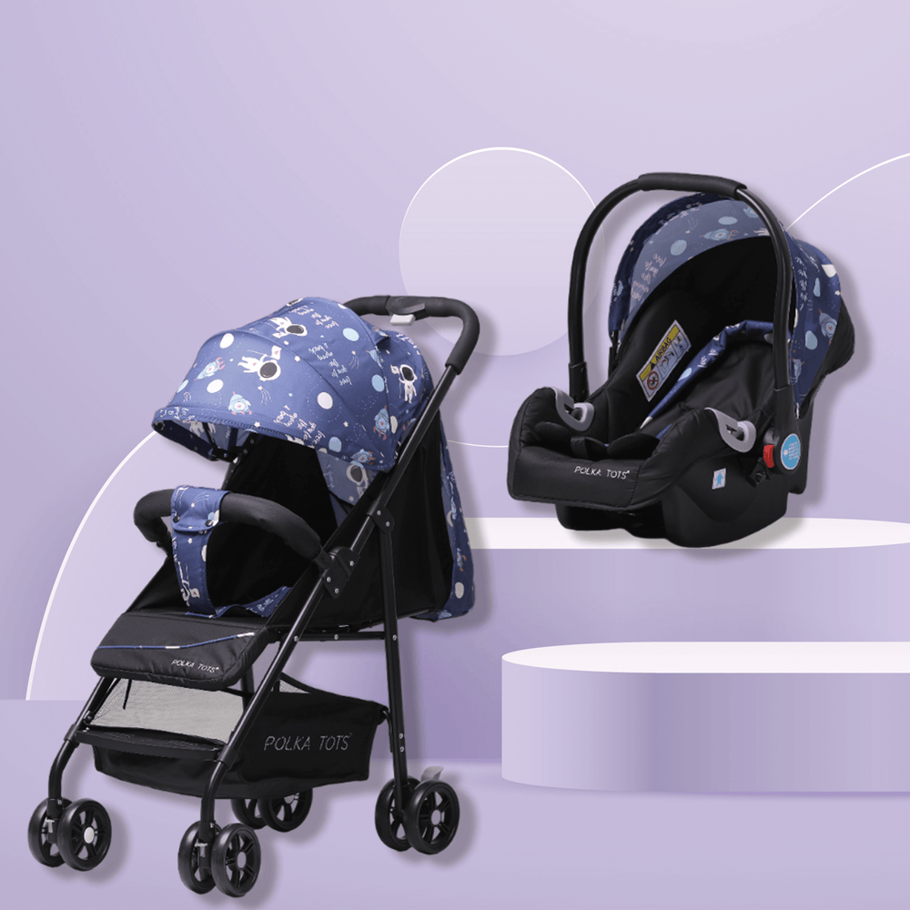 Polka Tots Click Clack Travel System Space Stroller + Car Seat -  Blue