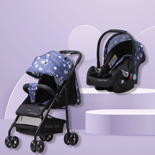 Polka Tots Click Clack Travel System Space Stroller + Car Seat -  Blue