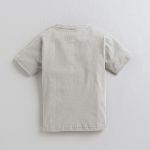 Polka Tots Half Sleeves Quote Print Tshirt - Grey