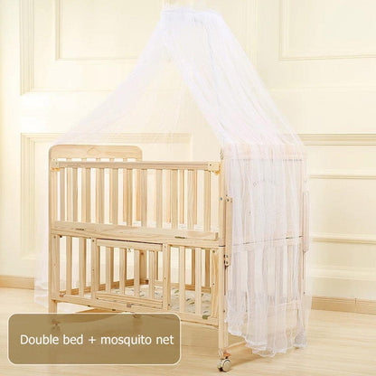 POLKA TOTS Elegant Wooden Rocking Cradle Baby Crib Cot / Kids Toddler Multifunctional Adjustable Bedding set with Mosquito net