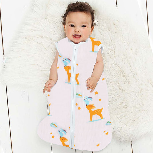 Polka Tots Organic Muslin Cotton Two Layer Sleeping Bag with 2 Way Zipper (Deer)