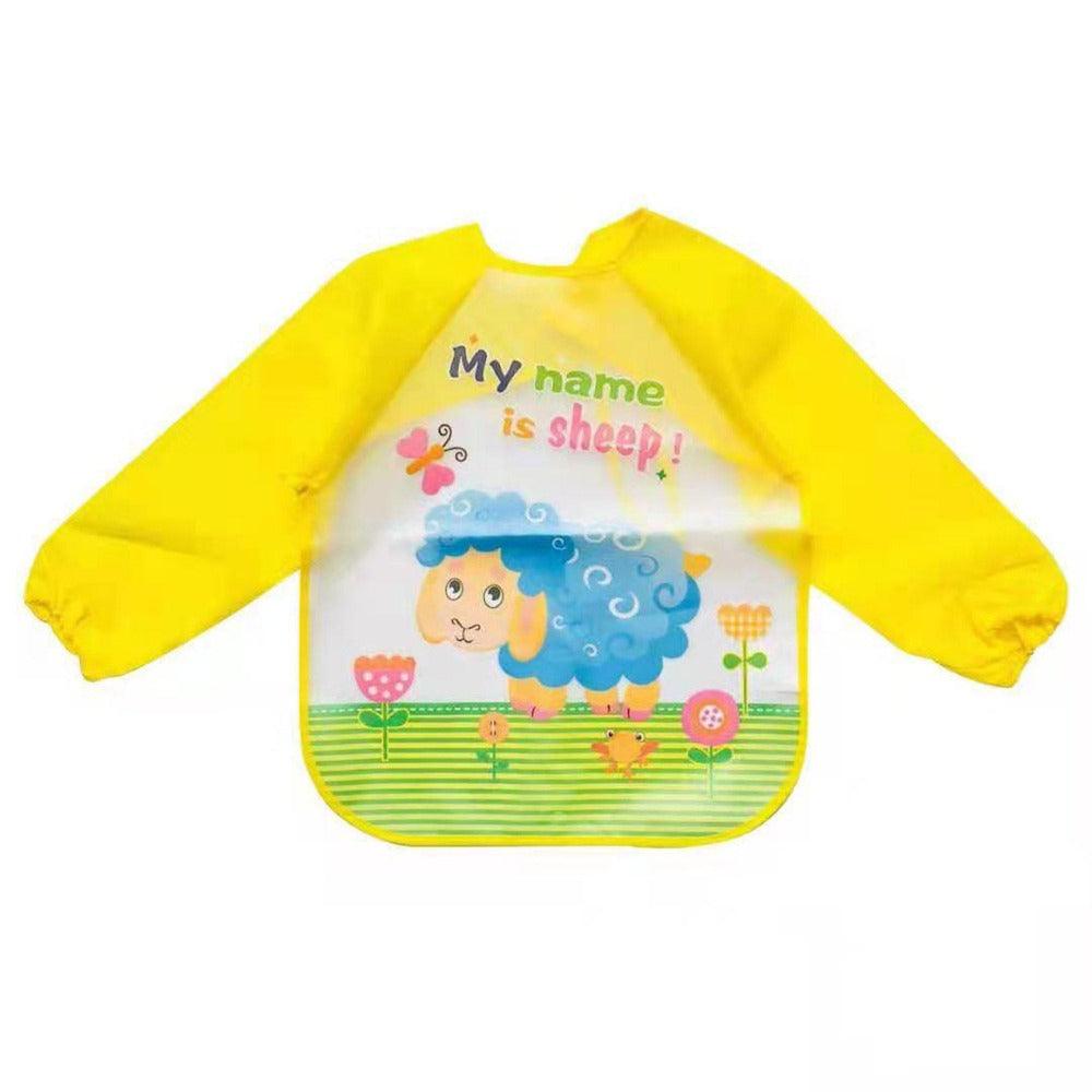 Full Sleeves Washable Waterproof Apron Feeding Bib for Babies (My Name is Sheep)