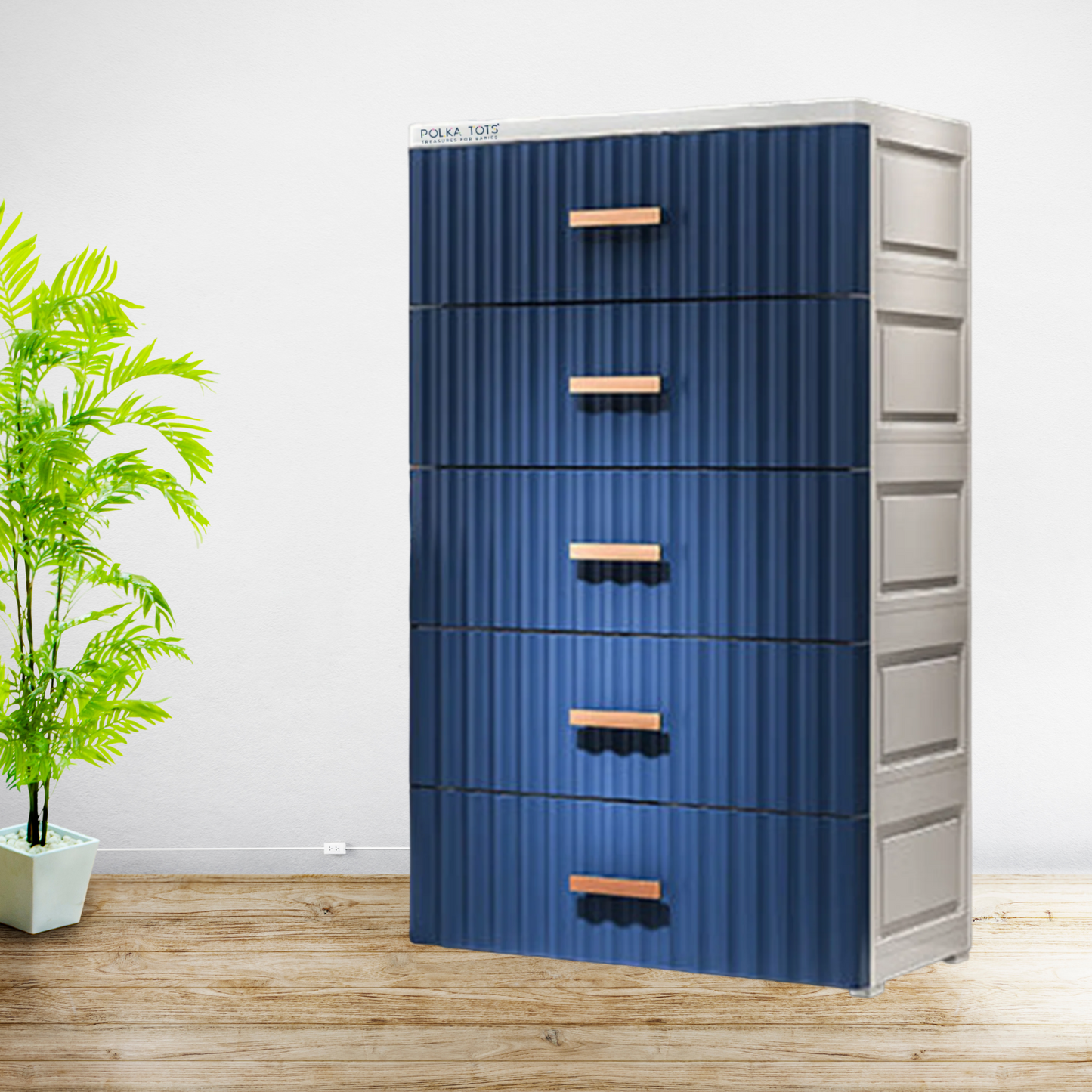 POLKA TOTS Storage Cabinet Five Drawers For Clothes (Blue)