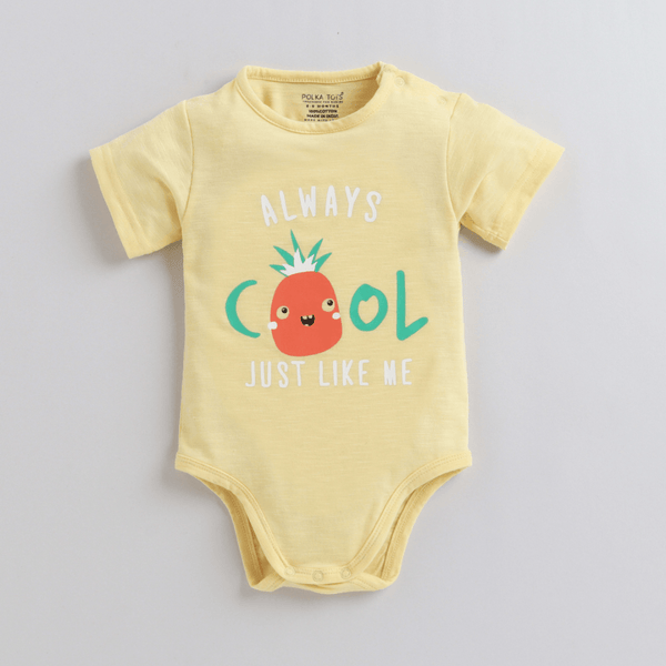 Polka Tots Half Sleeves Rompers Onesie Always Cool Onesie - Yellow