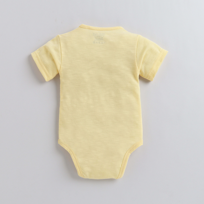 Polka Tots Half Sleeves  Rompers Onesie So Sweet Print - Yellow