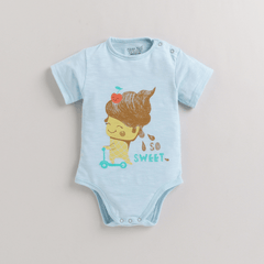Polka Tots Half Sleeves  Rompers Onesie So Sweet Print - Blue