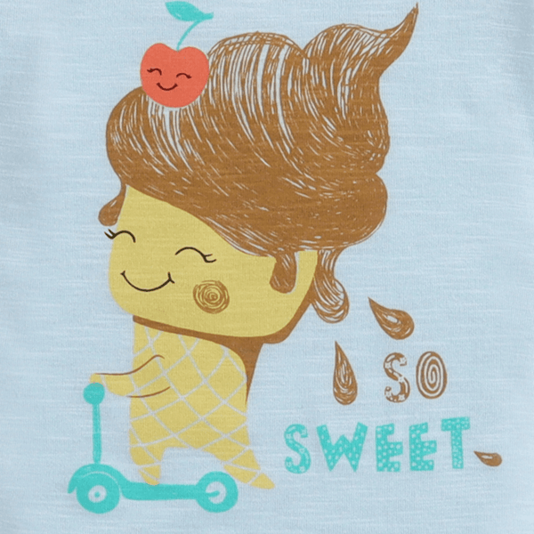 Polka Tots Half Sleeves  Rompers Onesie So Sweet Print - Blue