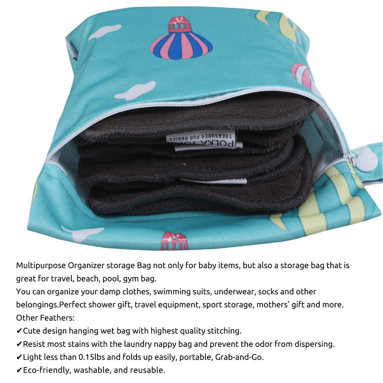 Wet Bags Pouch For Babies Wet Swim Cloth Diapers Carry Bag Polka Tots PolkaTots.in