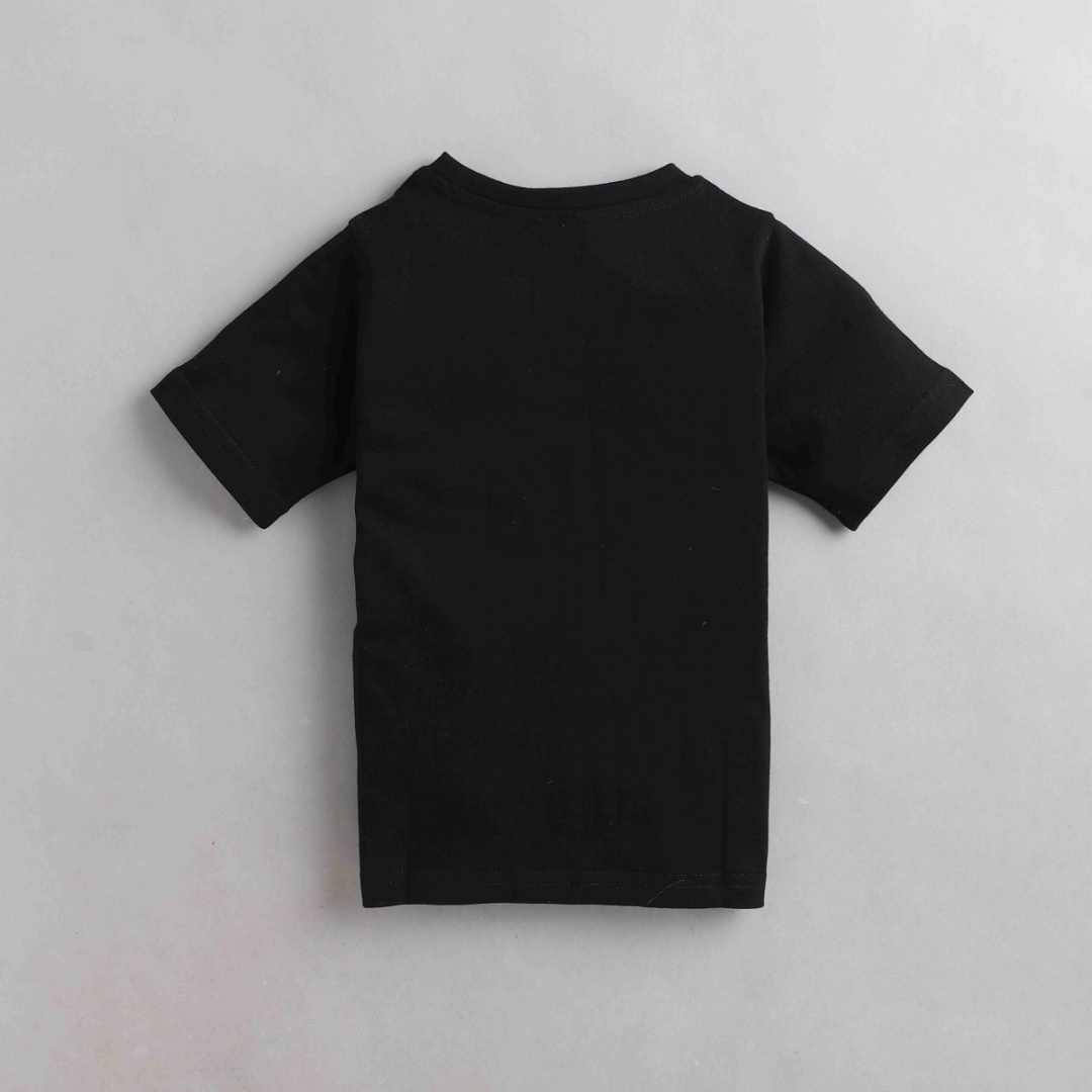 Polka Tots Half Sleeves Car Racing Patch Tshirt - Black