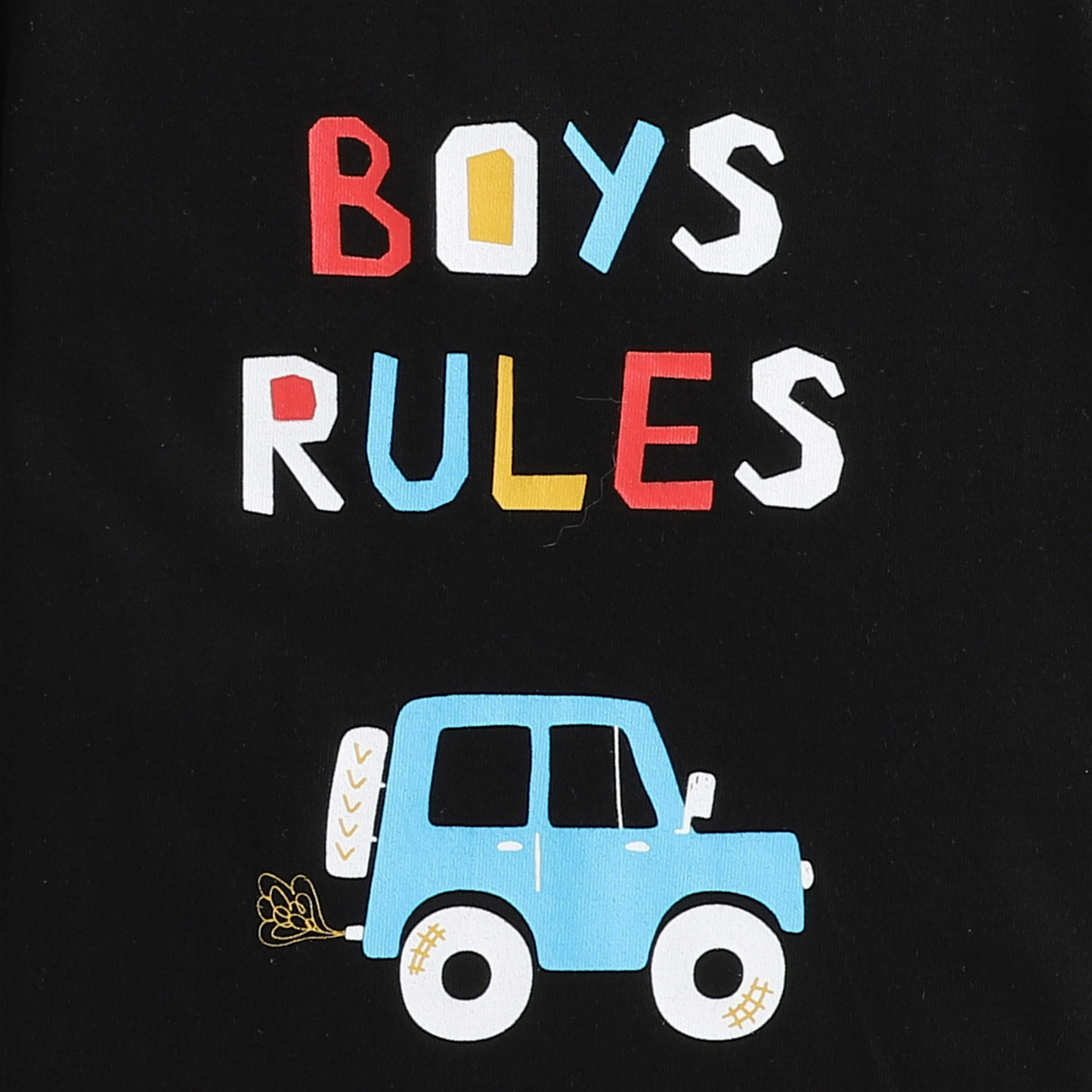 Polka Tots H/S Tshirt Boys Rules Print - Black