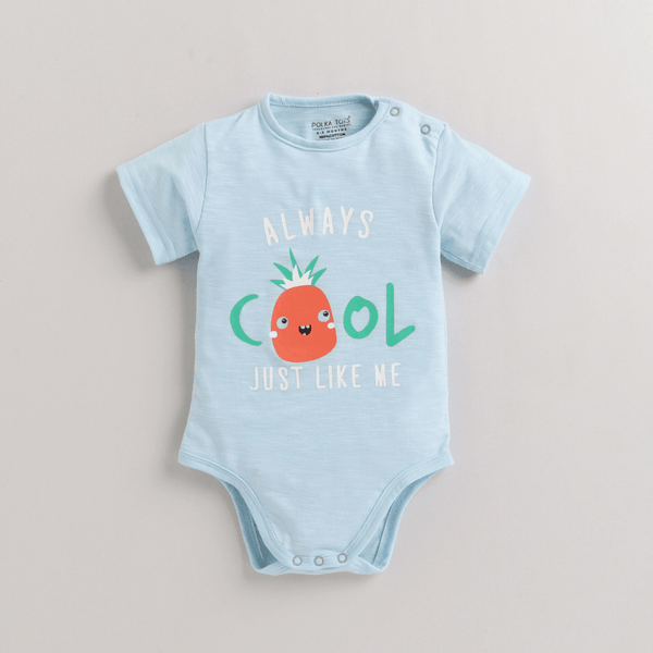 Polka Tots Half Sleeves  Rompers Onesie Always Cool print - Blue