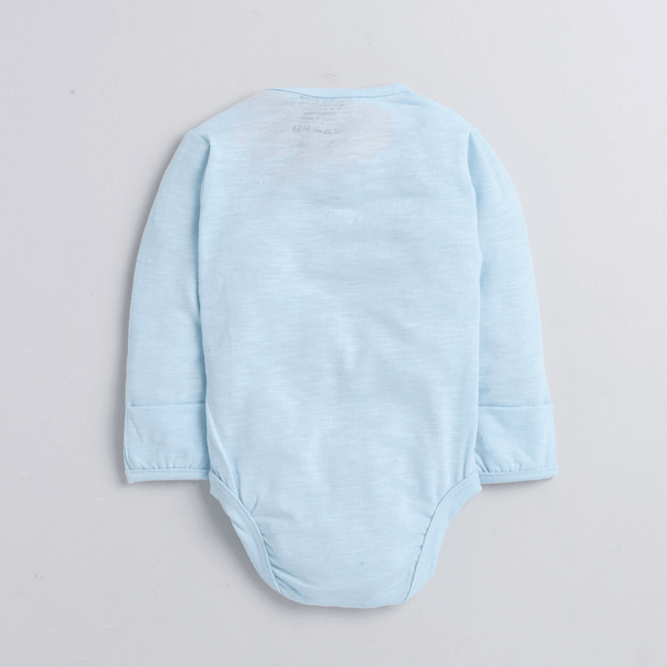 Polka Tots Full Sleeve Romper onesie Animal print - Blue