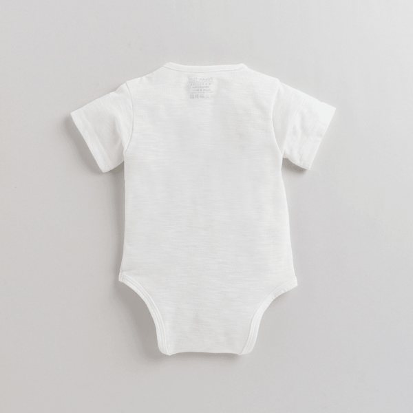 Polka Tots Half Sleeves Rompers Onesie So Sweet Print - White